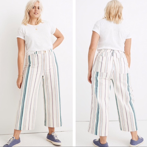 Wideleg Crop Pants In Pink Stripe 